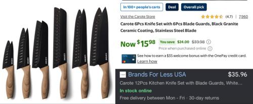 Carote 6-Piece Knife Set Under $16 at Walmart deal at Walmart