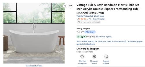 Bathtub for $99 at Amazon - Was $1000 deal at Amazon