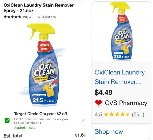 OxiClean Stain Remover Sprays for $1 at Target deal at Target