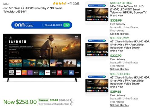 65” 4K TV Now $258 at Walmart deal at Walmart