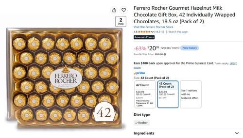 BOGO Ferrero Rocher Chocolate at Amazon deal at Amazon