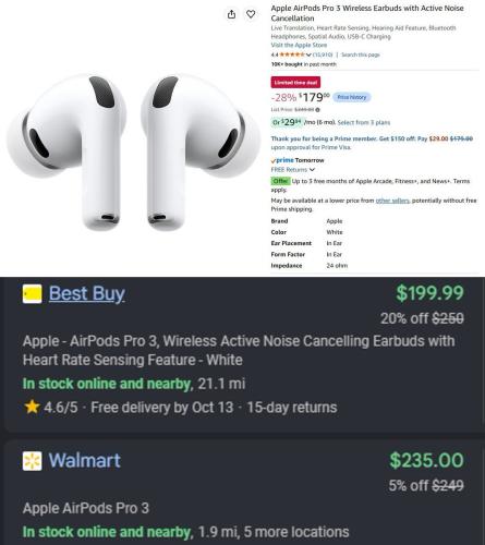 Apple AirPods Pro 3 for $179 at Amazon deal at Amazon
