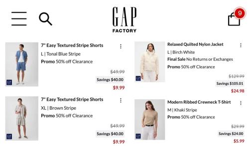 75% Off Gap Clothing - As Low as $5 deal at GAP