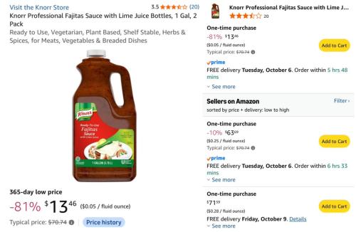 2-Pack Fajitas Sauce for $13 - 81% Off