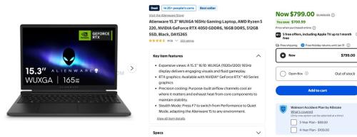 Alienware 15.3" Gaming Laptop - $799 at Walmart deal at Walmart