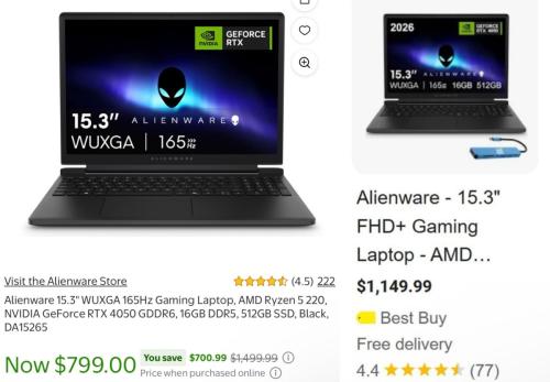 Gaming Laptop Save $700 - Now $799 at Walmart deal at Walmart