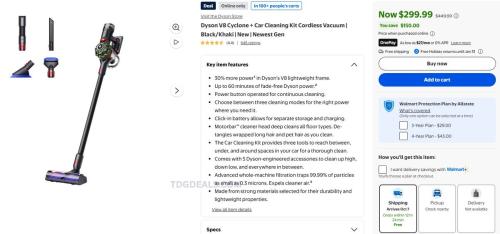 Dyson V8 Cyclone + Car Kit $299.99 at Walmart deal at Walmart