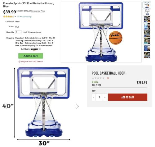 Franklin Pool Basketball Hoop for $39