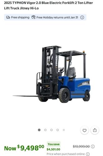 TYPHON Vigor 2.0 Electric Forklift Deal deal at Walmart