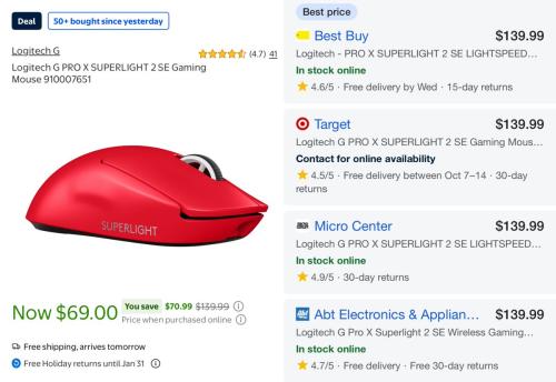 Logitech Pro Wireless Gaming Mouse $69 at Walmart deal at Walmart