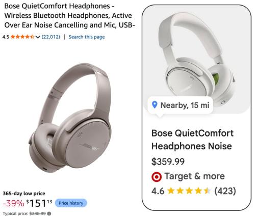 Bose Noise Canceling Headphones Now $151 deal at Amazon