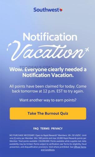 Free Up to 10,000 Southwest Rapid Rewards Points deal at Southwest