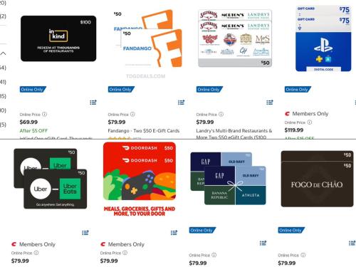 $100 Gift Cards for $79.99 at Costco deal at Costco