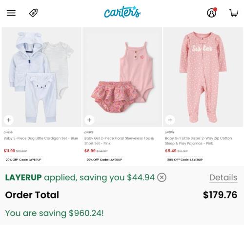 Carter's Baby Clothes Up to 90% Off deal at Carter's