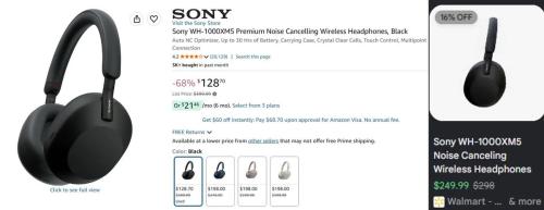 Sony WH-1000XM5 for $128 at Amazon deal at Amazon