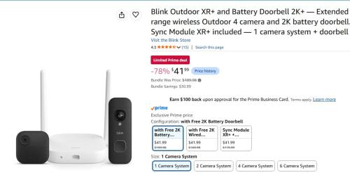 Blink Security Kit for $42 (Was $190) deal at Amazon
