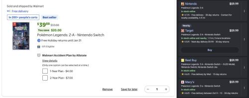 Pokémon Legends Z-A for $39 on Switch