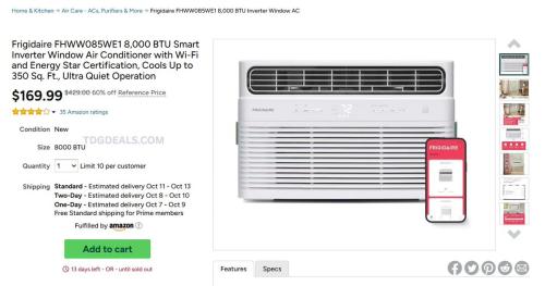 Frigidaire 8000 BTU Smart Window AC Deal deal at Woot