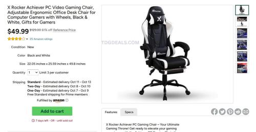 X Rocker Achiever Gaming Chair for $38.99 deal at Woot