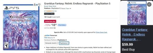 Granblue Fantasy Drops to $18 at Amazon deal at Amazon