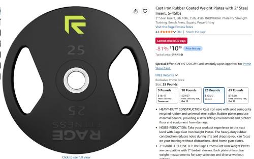 25lbs Weights for $10 on Amazon deal at Amazon