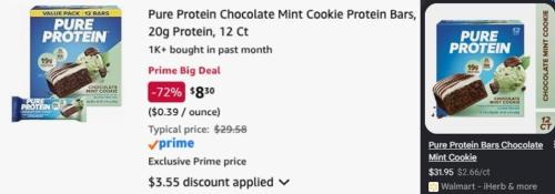 Pure Protein Bars 12-Pack for $8 at Amazon deal at Amazon