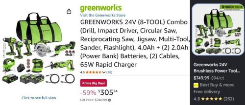 $400 Off Greenworks Tool Set at Amazon deal at Amazon