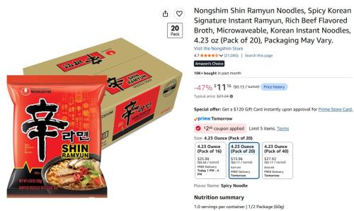 Shin Ramen Drops to $11 (Was $22)