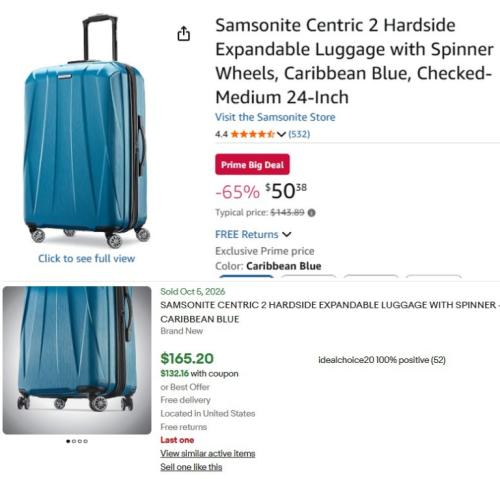 Samsonite Centric 2 Luggage Now $50