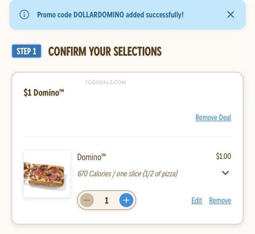 Domino's Personal Pizza for $1 deal at Domino's