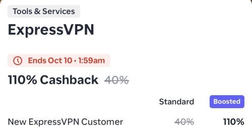 110% Cashback on ExpressVPN via ShopBack deal at Shopback