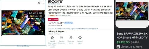 $2000 Off Sony 75-Inch TV at Amazon deal at Amazon