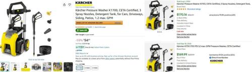 Karcher K1700 Pressure Washer for $94 deal at Amazon