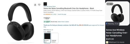Sonos Headphones Lowest Price Ever at Amazon deal at Amazon