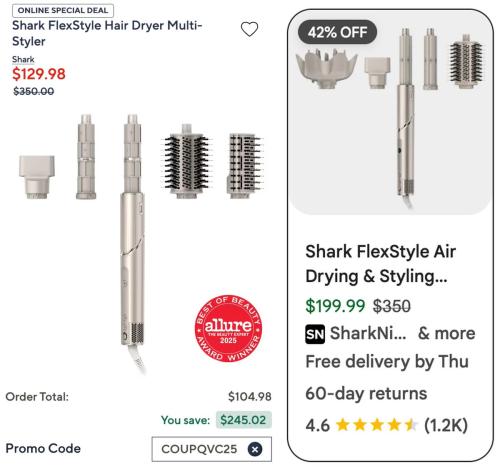 Shark FlexStyle Hair Styler Now $105 deal at QVC