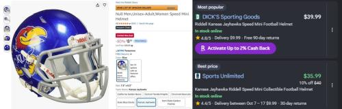 Kansas Mini Football Helmet for $8 deal at Amazon