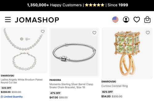 Swarovski Jewelry Over 80% Off deal at Jomashop