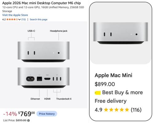 Apple Mac Mini M6 Lowest Price Ever deal at Amazon