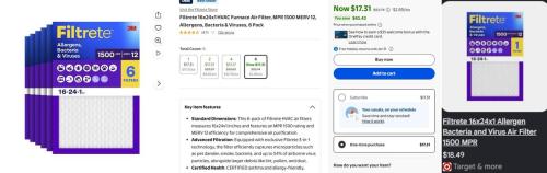 Walmart Air Filters 6-Pack $17 (Was $83) deal at Walmart