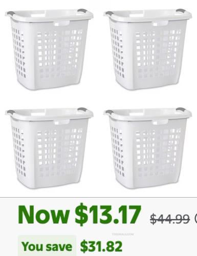 Sterilite Laundry Hamper 4-Pack for $13.17 deal at Walmart