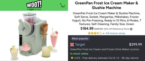 GreenPan Ice Cream Maker Under $185 at Woot deal at Woot