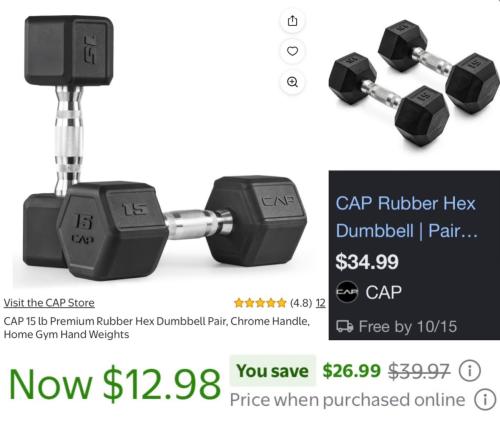 15lb Dumbbell Pair for Only $12 deal at CAP