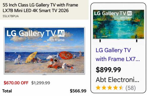 LG 55" 4K Smart TV Now $566
