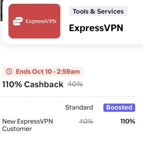 Earn $46 Profit on ExpressVPN with 110% Cashback deal at Shopback