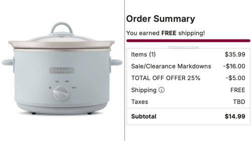 Crock-Pot Slow Cooker Now $14.99 at Kohl's deal at Kohl's