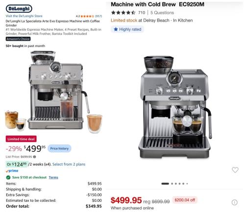 Arte Evo Espresso Machine for $350