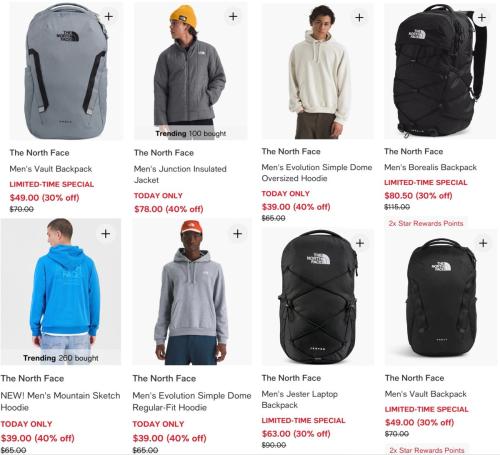 North Face Hoodies $39 & Backpacks $49 at Macy's deal at Macy's