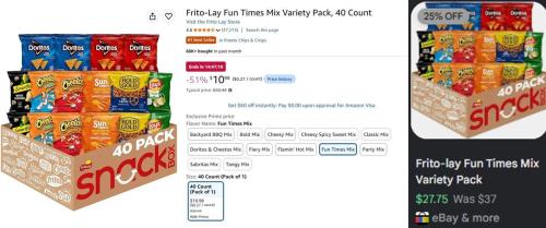 40 Frito Lay Chip Bags for $10 on Amazon deal at Amazon