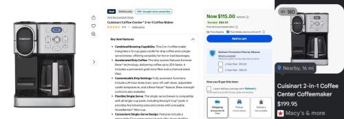 Cuisinart Coffee Maker at Walmart for $115 deal at Walmart