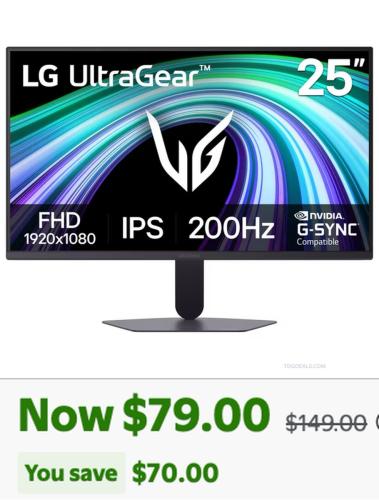 LG UltraGear 25" 200Hz Gaming Monitor $79 deal at Walmart
